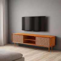 RARLON Solid wood rattan TV cabinet high cabinet simple modern TV cabinet