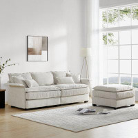 Latitude Run® Oversized Luxury Sectional Sofa With Bentwood Armrests,3 Seat Upholstered Indoor Furniture