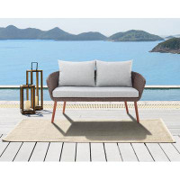 Beachcrest Home Tomko 57" Wide Wicker Loveseat with Cushions