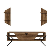 George Oliver TV Stand with Two Wall Shelves