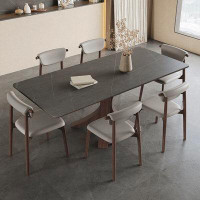 VERONA Home Modern Simple Light Luxury Rectangular Grey Rock Plate Dining Table Sets