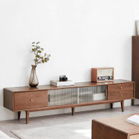 Recon Furniture 86.61"Nut-Brown Solid Wood TV Stand