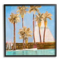 Stupell Industries «Tall Palm Trees Summer Nautical Sailboat Landscape» par Third and Wall - cadre flottant, reproductio