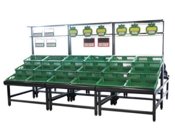 Single Sided Vegetable Rack with Green Baskets YD-V009 in Industrial Kitchen Supplies