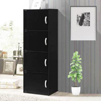 Latitude Run® 4-Shelf, 4-Door Bookcase in Black
