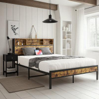 17 Stories Bed Frame with Storage Headboard