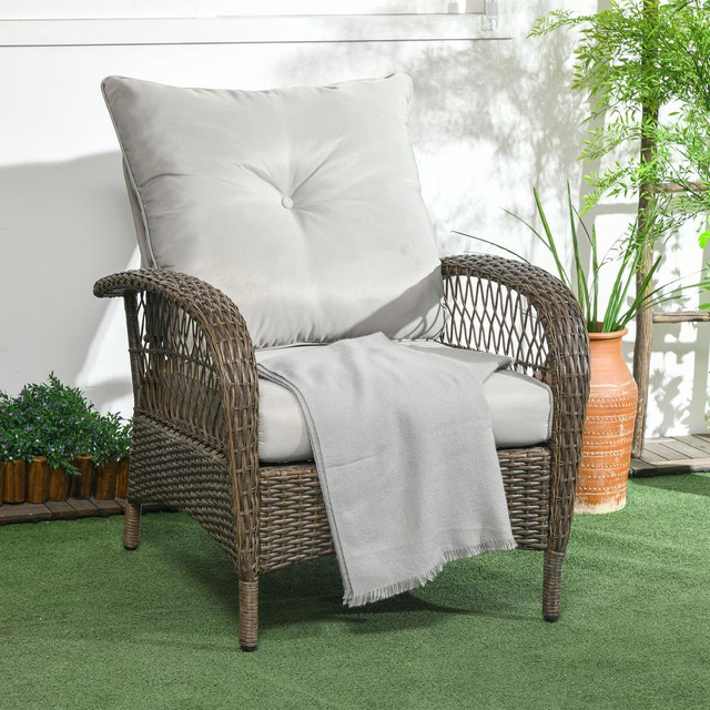 Rattan Single-Seat Sofa 29.9" x 34.3" x 38.6" Grey in Patio & Garden Furniture