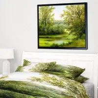 Made in Canada - East Urban Home 'Green Summer Landscape' Framed Graphic Art Print on Wrapped Canvas