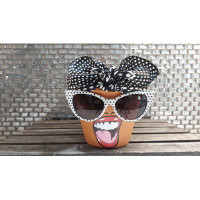 Sassy Soul Sister Sassy Soul Sister, Head Face Planter with Glasses, Planter with Drainage, Planters and Pots