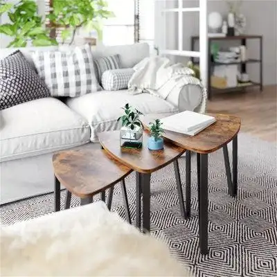 17 Stories Set Of 3 Nesting Coffee Tables, End Tables For Living Room Bedroom, Industrial Small Stacking Side Tables Wit