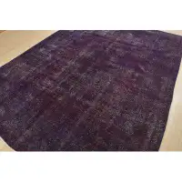 Isabelline Vintage Overdyed 8’5” X 10’10” Purple Distressed Wool Hand-Knotted Oriental Rug
