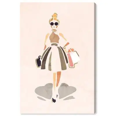 George Oliver Fashion and Glam Abstract Girl Glam Pink Canvas Wall Art Print