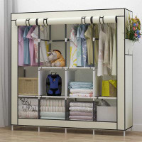 Rebrilliant Portable Closet Large Wardrobe Closet Clothes Organizer with 6 Storage Shelves, 4 Side Pockets