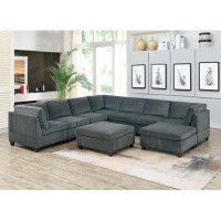 Latitude Run® Living Room Furniture Modular Sectional Set Large Family Modern Couch Corner Wedge Armless Chairs 9