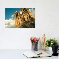 East Urban Home Low Angle View Of A Cathedral, Notre Dame, Paris, Ile-De-France, France - Wrapped Canvas Print