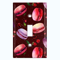 WorldAcc Metal Light Switch Plate Outlet Cover (Colourful Macaron Treat Red Maroon  - Single Toggle)