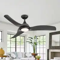 Wade Logan Ariba 52 Inches Indoor 3-Blade Integrated Led Industrial Ceiling Fan With Light Kit And Remote