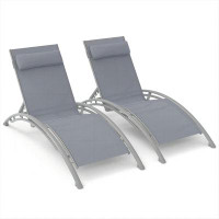 syan Pool Lounge Chairs Set Of 2, Adjustable Aluminum Outdoor Chaise Lounge Chairs With , All Weather For Deck Lawn Pool