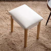 George Oliver Wooden Vanity Stool Makeup Dressing Stool With PU Seat,White