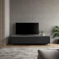 Ebern Designs Black living room tall floor-to-ceiling TV cabinet