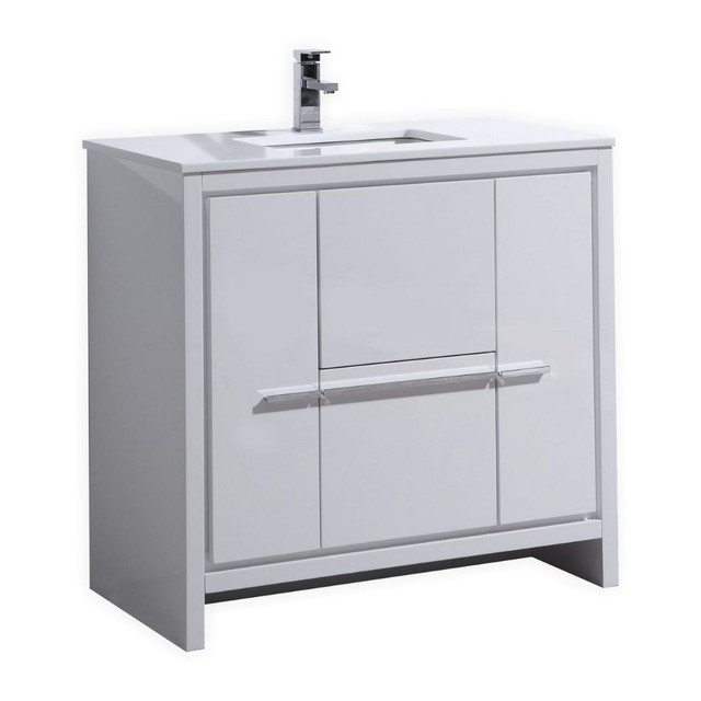 24, 30, 36, 48, 72 In Vanity in 4 Finishes w White Quartz Countertop  ( 48, 60, 72 & 84 Inch Have Double Sinks )  AD6 in Cabinets & Countertops - Image 2