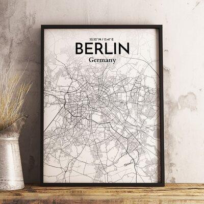 Made in Canada - Wrought Studio 'Berlin City Map' Graphic Art Print Poster in Tones in Arts & Collectibles