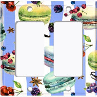 WorldAcc Metal Light Switch Plate Outlet Cover (Colourful Macaron Treat Purple Green  - Double Rocker)