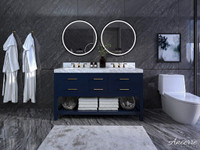 60 Inch Elizabeth Bathroom Vanity with Double Sink and Carrara White Marble Top Cabinet Set in 4 Finishes  ANC