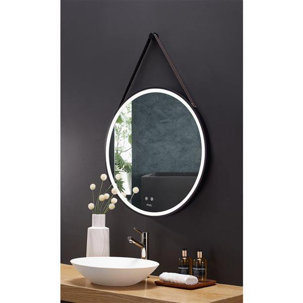 Ancerre Designs Sangle 24 or 30 inch LED Lighted Fog Free Round Bathroom Mirror in Floors & Walls - Image 3