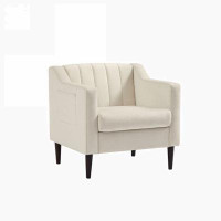 Ebern Designs Upholstered Accent Chair, Single Sofa Side Chair with Solid Wood Legs