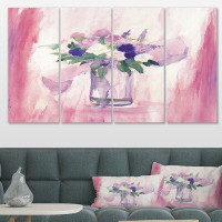 East Urban Home 'Pink Flower Handpainted Still Life' Print Multi-Piece Image on Canvas