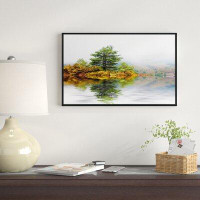 Made in Canada - East Urban Home Landscape 'Pine Tree with Reflection' Framed Photographic Print on Wrapped Canvas