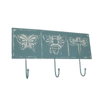 One Allium Way Blue Metal Vintage Bug Wall Hook Decorative Hanging Coat Towel Rack Home Decor