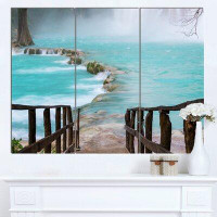 Design Art 'Old Bridge into Mexico Waterfall' 3 Piece Photographic Print on Wrapped Canvas Set