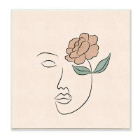 Stupell Industries Floral Outline Casual Doodle Abstract Woman Face  Wall Plaque Art By JJ Design House LLC