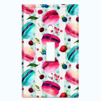WorldAcc Metal Light Switch Plate Outlet Cover (Colourful Macaron Treat Blue Red  - Single Toggle)