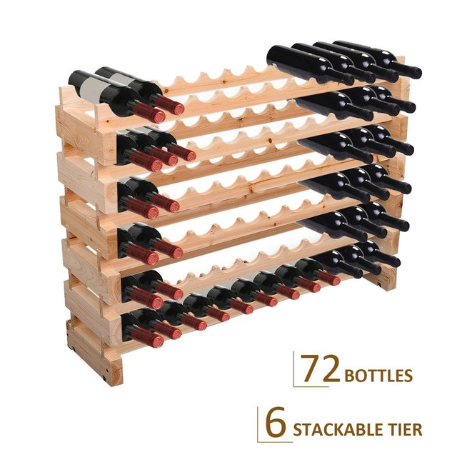 Wine Rack 45"x11"x31.5" Natural Wood in Storage & Organization - Image 3