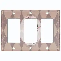 WorldAcc Metal Light Switch Plate Outlet Cover (Tuxedo Fancy Schnauzer Dog Diamond Beige Frame - Single Toggle)