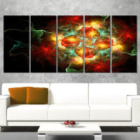 Made in Canada - Design Art Fractal Yellow N Red Flower 5 Piece Graphic Art on Wrapped Canvas Set