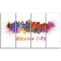 Design Art Mexico City Skyline Cityscape 4 Piece Painting Print on Wrapped Canvas Set