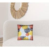 East Urban Home 17" X 17" White And Red Zippered Floral Throw Indoor Outdoor Pillow