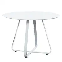 Latitude Run® 43 Inch Dining Table, Round High Gloss White Top And Angled Metal Legs