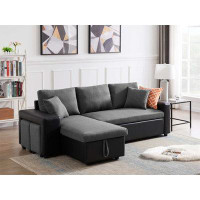 Elegance Plexi Home Linen Reversible Sleeper Sectional Sofa With Storage