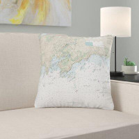 East Urban Home Branford Harbour - Indian Neck, CT Nautical Map Noncorded Indoor/Outdoor Pillow 18x18