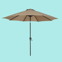 Arlmont & Co. 9 FT Outdoor Patio Market Umbrella With Crank And Push Button Tilt,Beige