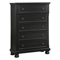 Darby Home Co Casual Transitional Styling 1Pc Chest Of Drawers Black Finish Bun Feet Bedroom Furniture
