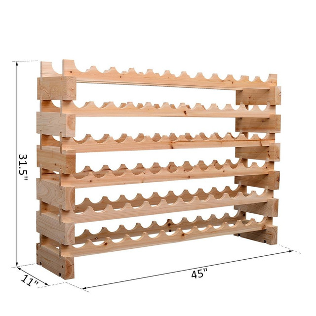 Wine Rack 45"x11"x31.5" Natural Wood in Storage & Organization - Image 2