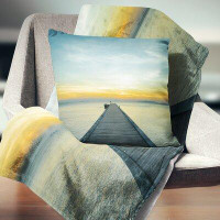Made in Canada - East Urban Home Seascape Boat Pier at Sunset Pillow