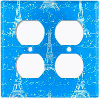 WorldAcc Metal Light Switch Plate Outlet Cover (Paris Eiffel Tower Blue Cloud Love   - Single Toggle)