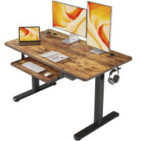Inbox Zero Modern Electric Standing Desk With Ergonomic Keyboard Tray & Memory Height Stable Alloy Steel Frame